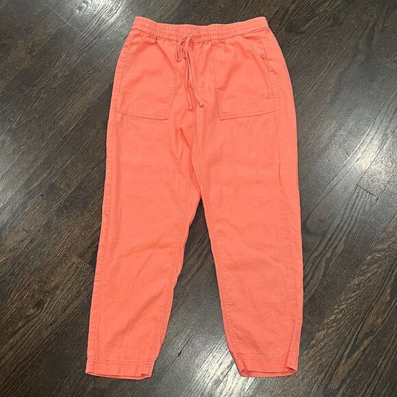 J. Crew Tie-waist Seaside Pant Linen Blend Women’s Small Orange Coral Resort - Picture 1 of 10
